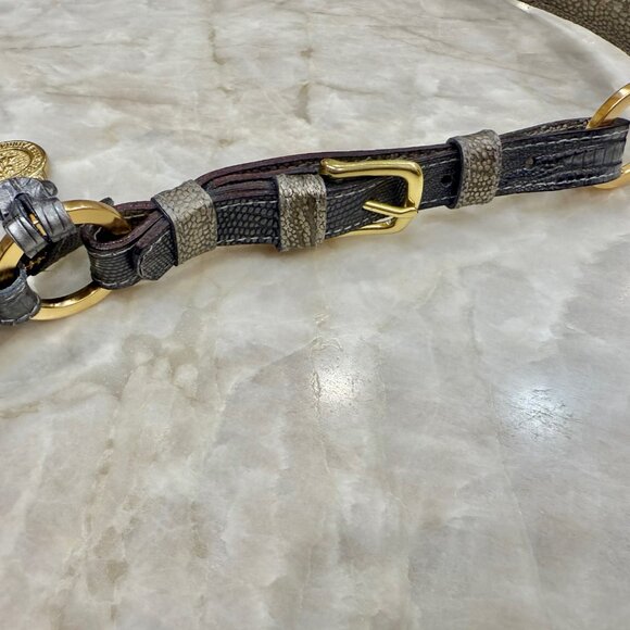 BRAHMIN "Marcy" NWT Shoulder Bag in Steel Grey Pardalis Lizard-Embossed Leather - Picture 9 of 12